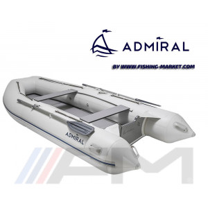 ADMIRAL - Надуваема моторна лодка с твърдо дъно и надуваем кил AM-375S - светло сива 