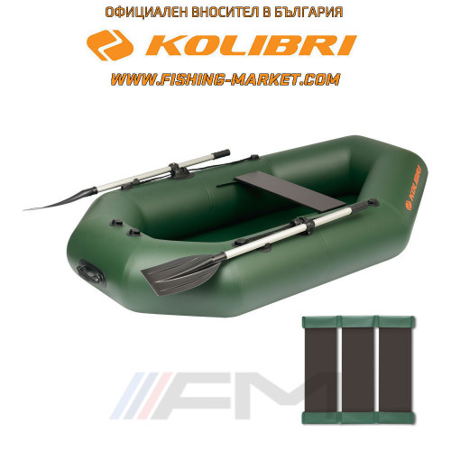 KOLIBRI - Надуваема гребна лодка с твърдо дъно K-220T SC Standard - зелен
