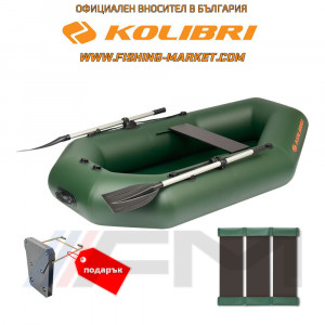 KOLIBRI - Надуваема гребна лодка с твърдо дъно K-220T SC Standard - зелена