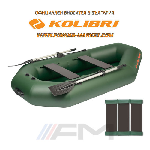 KOLIBRI - Надуваема гребна лодка с твърдо дъно K-240T SC Standard - зелена
