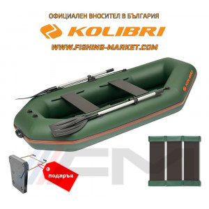 KOLIBRI - Надуваема гребна лодка с твърдо дъно K-260TS SC Standard - зелена