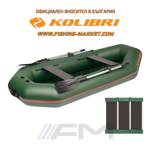 KOLIBRI - Надуваема гребна лодка с твърдо дъно K-280TS SC Standard - зелен