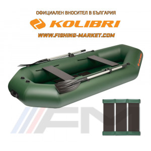 KOLIBRI - Надуваема гребна лодка с твърдо дъно K-280T SC Standard - зелен