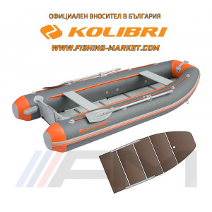 KOLIBRI - Надуваема моторна лодка с твърдо дъно и надуваем кил KM-360DSL PFS - тъмно сива и оранжево