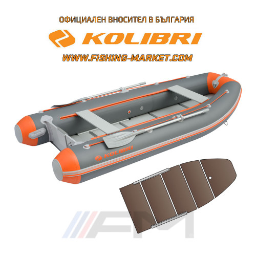 KOLIBRI - Надуваема моторна лодка с твърдо дъно и надуваем кил KM-360DSL PFS - тъмно сив и оранжево