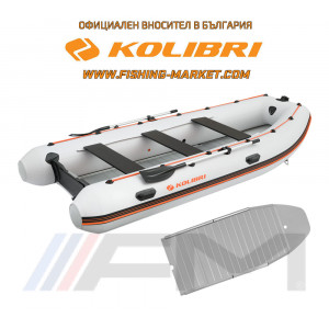KOLIBRI - Надуваема моторна лодка с алуминиево дъно и надуваем кил KM-400DSL ALF - светло сив