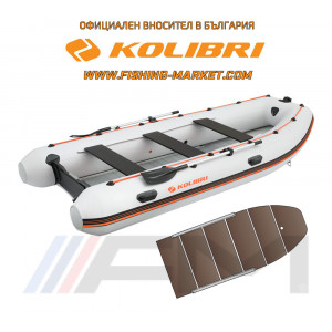 KOLIBRI - Надуваема моторна лодка с твърдо дъно и надуваем кил KM-400DSL PFS - светло сив